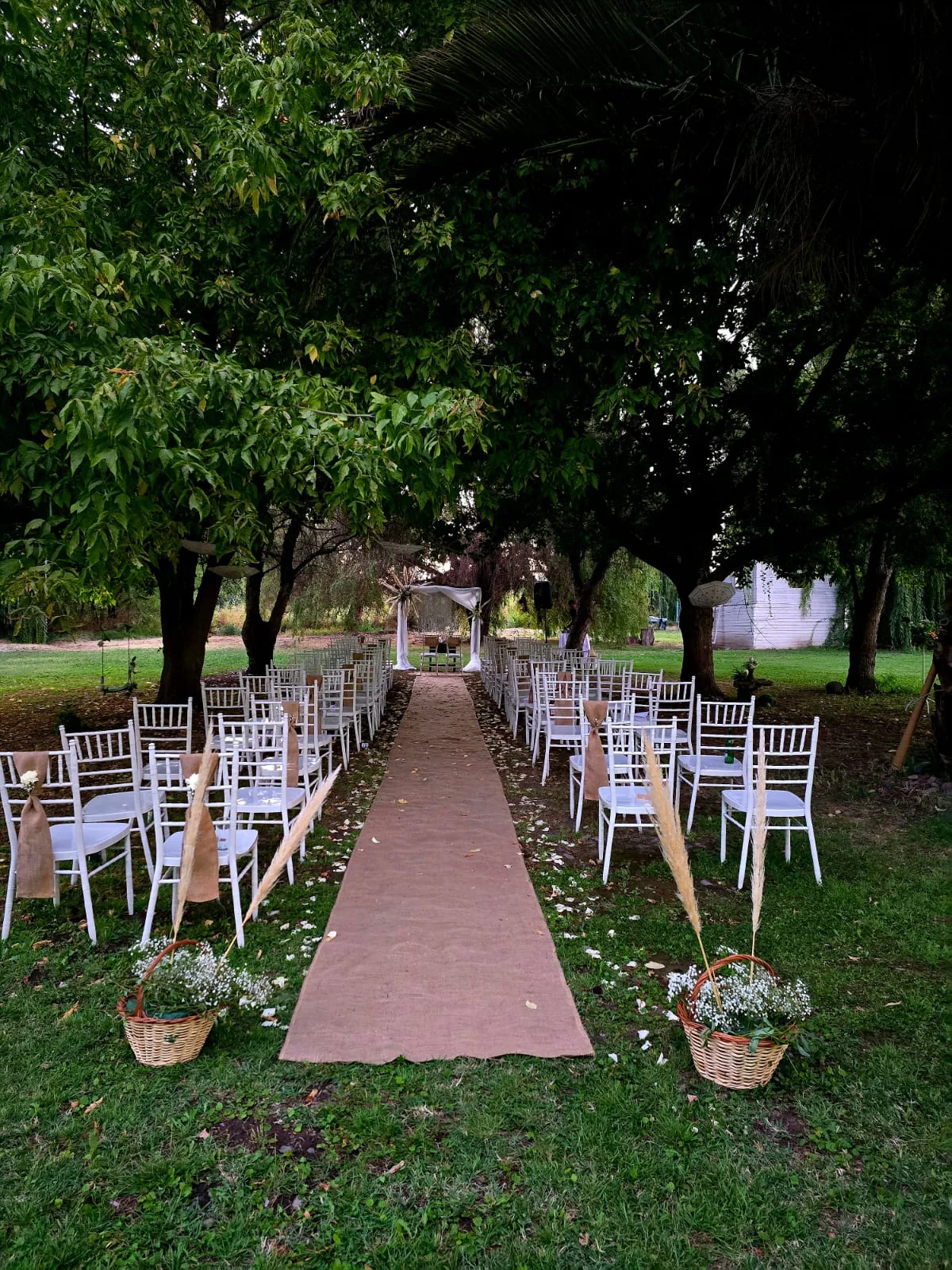 Montaje de ceremonia entre árboles